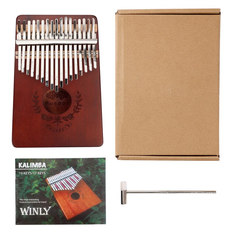 Piano de dedo portátil, 17 teclas, Pulgar, Piano de caoba, instrumentos musicales Kalimba para rendimiento callejero para niños principiantes