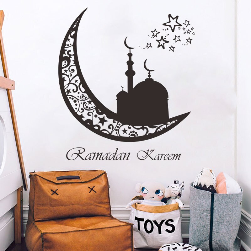 Wall Sticker DIY Karim Ramadan Auspicious Islamic Wall Stickers Bedroom Living Room Decoration Muslim stickers muraux