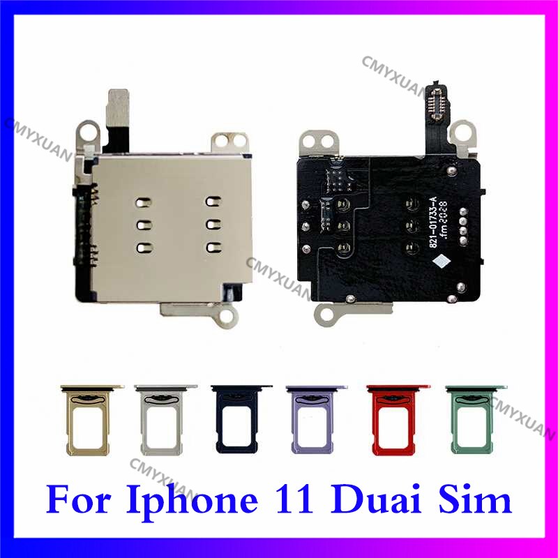 1set for iPhone 11 Pro /11proMax Dual SIM Card Reader +SIM Card tray Holder Slot Adapter Replacement