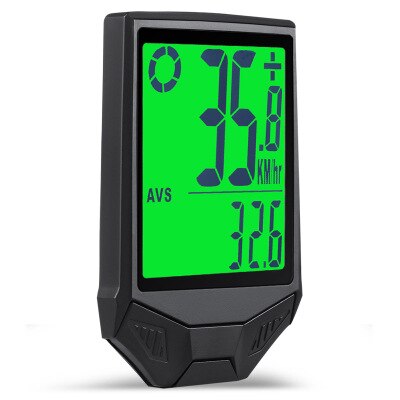 Multifunctionele fietscomputer 2.8 inch groot scherm cadans hartslag led lichtgevende lange heldere mountainbike snelheidsmeter: Zwart
