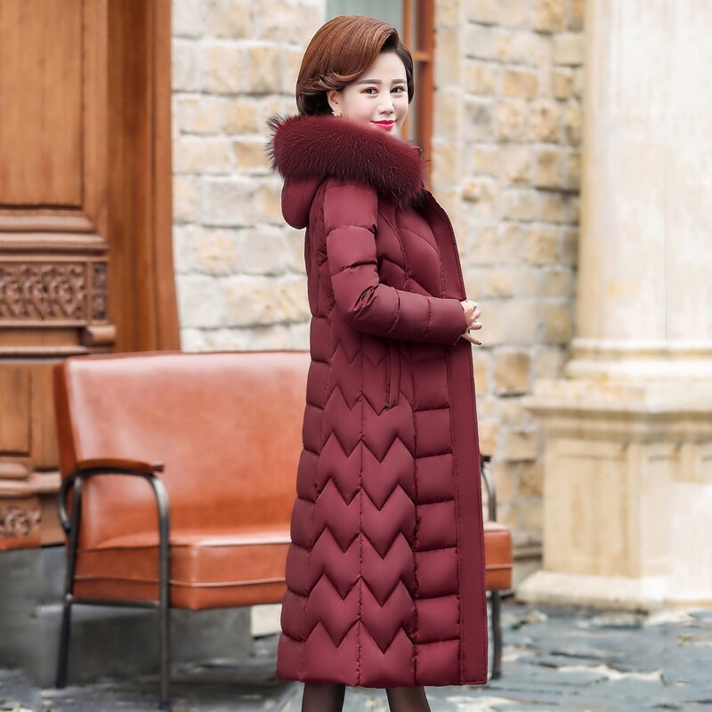 Grande taille hiver longue veste pour femmes 2109 femme 4XL 5XL 6XL grande taille Parka à capuche avec col en fourrure rembourré col montant