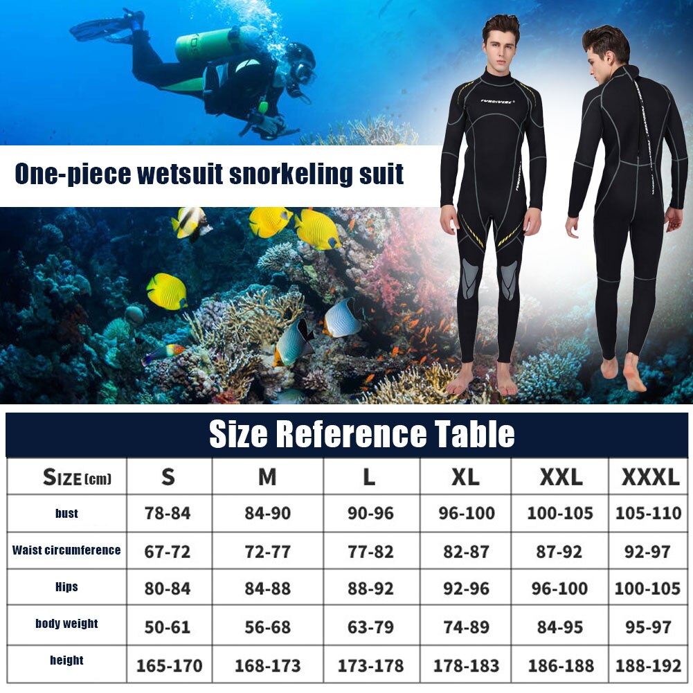 Premium Neoprene Wetsuit 3mm Men Scuba Diving Thermal Winter Warm Wetsuits Full Suit Swimming Surfing Kayaking Equipment Black