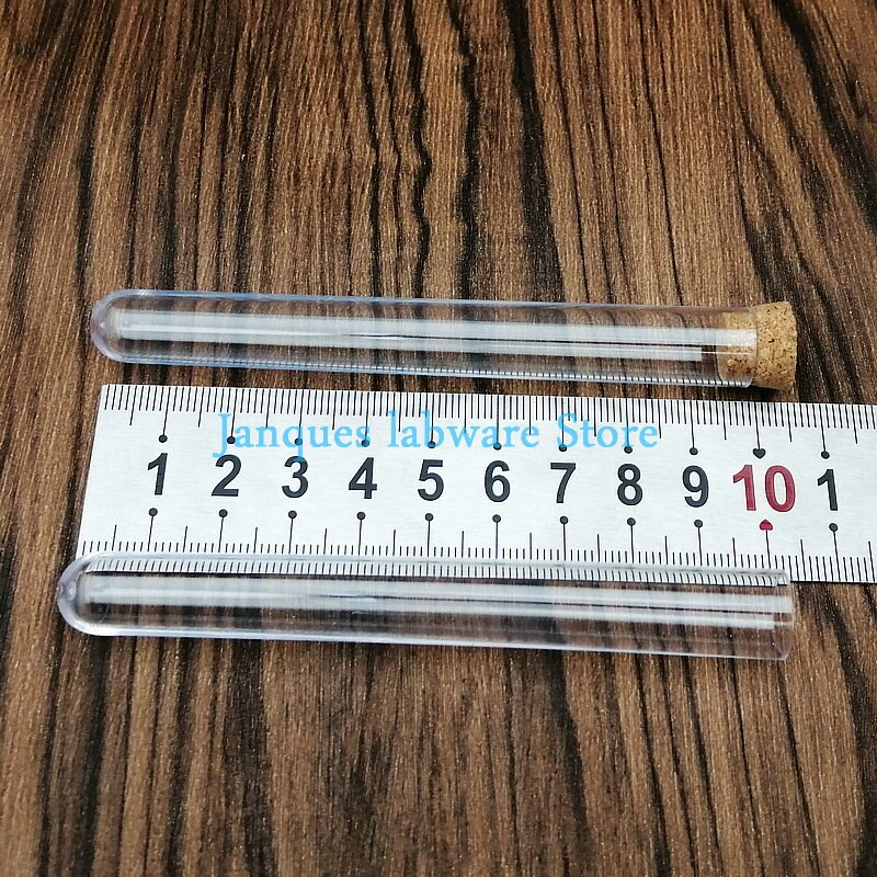 20Pcs 12x100mm Transparent Laboratory Clear Plastic Test Tubes With Corks Caps School Lab Supplies, Wedding Favor Tube