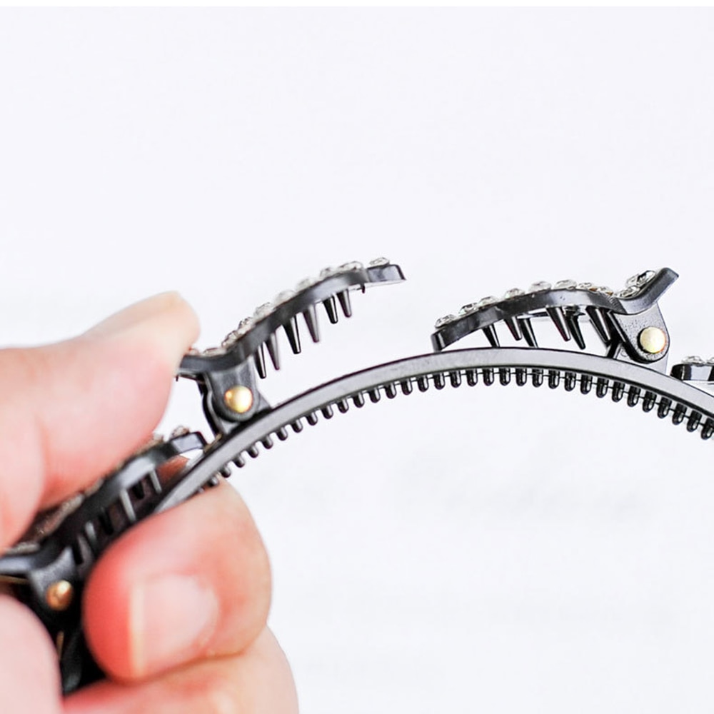 Black Rhinestone Braider Hair Clip Burst Pin Hairdo Bring Hair Hoop Multi-storey Wisp Air Weave Head Hoop 8 in 1 Styling Tool