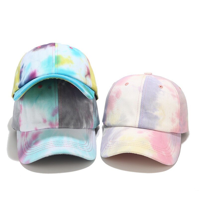 Farverig slipsfarve bomuld kvinder baseball kasketter afslappet justerbar snapback hat kasketter piger femme print hip hop gorras para hombre