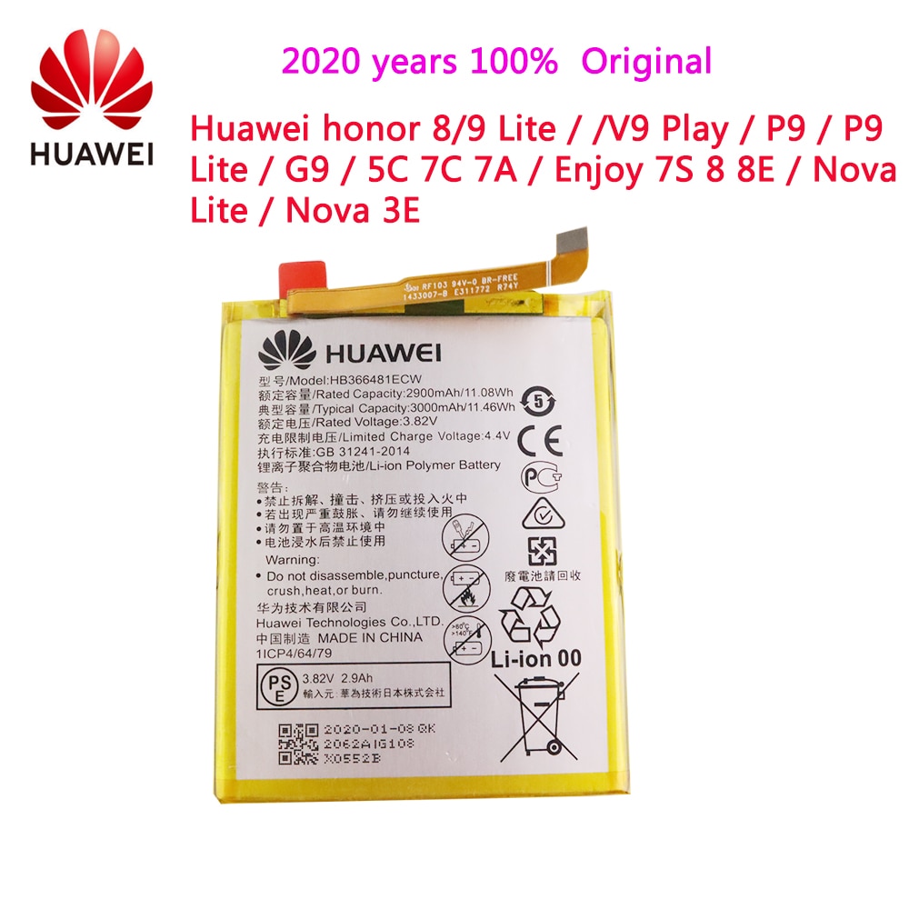 jahre Orginal Telefoon Batterij HB366481ECW Voor 3000mAh Für Huawei ehre 8 ehre 8 lite ehre 5C aufsteigen P9 p10 P9 Lite G9