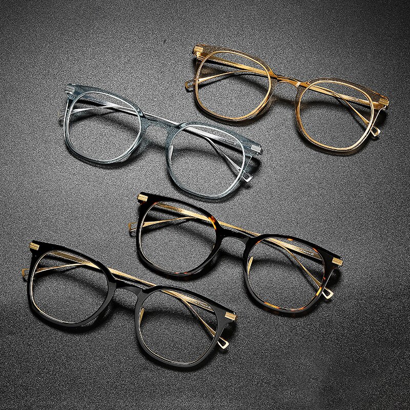 Luxe Titanium Brilmontuur Mannen Vintage Recept Acetaat Optische Brillen Frame Vrouwen Bijziendheid Eyewear