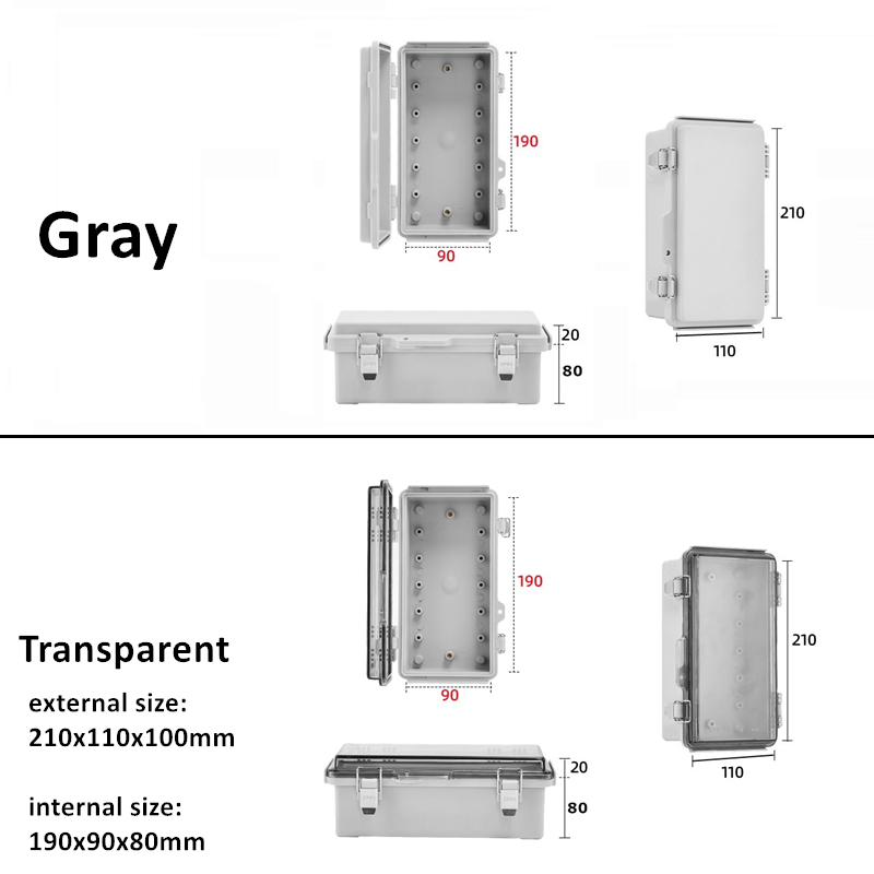 IP67 Waterproof Gray/Transparent Cover Enclosure Junction Box ABS Plastic Outdoor Electronic Instrument Hinge Case Fast: 4XL / black