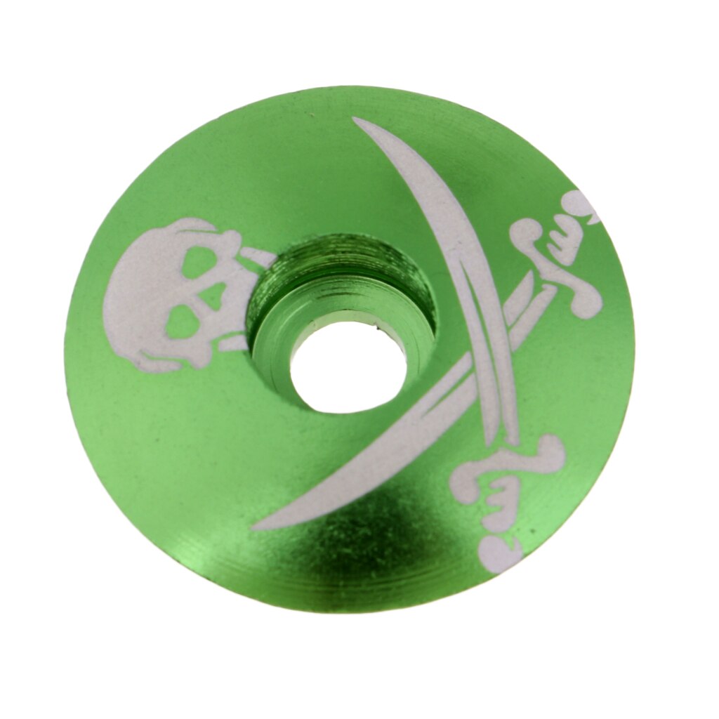 Premium aluminiumslegering mtb landevejscykel frempind headset top cap cover dele tilbehør - forskellige farver: Grøn kranium