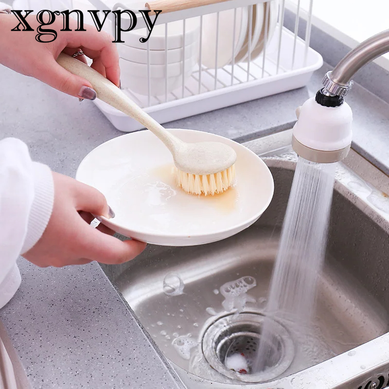 xgnvpy Spazzola per pulizia manico lungo Pentola multifunzionale Lavello Piatto Ciotola Strumento per il lavaggio Rimozione macchie Utilità da cucina