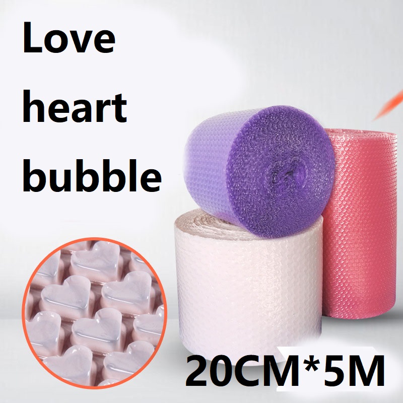0.2*5m bufferemballasje hjerte bobleplast bobleplast boblepapir skumrull for emballasje bufferinnpakningspose