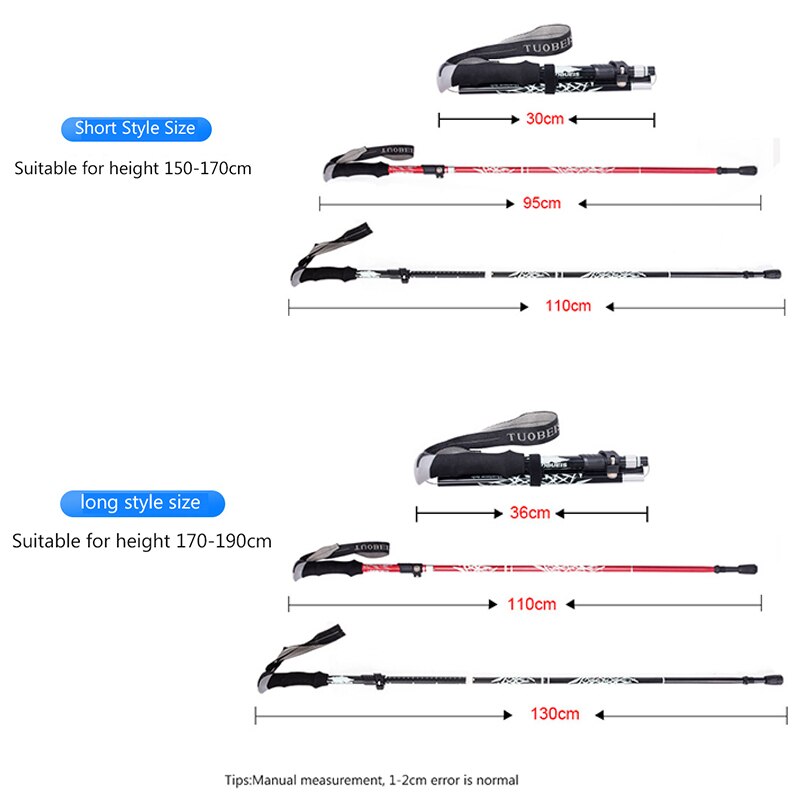 Foldable Walking Poles Anti-shock Trekking Sticks Adjustable Telescopic Baton For Hiking Climbing Accessories With Storage Bag