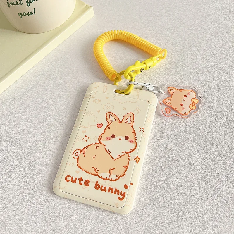 Porta carte per autobus ID studenti Porta carte tulipano orso coniglio con corda elastica Protezioni per carte di credito Custodia per carte bancarie rosa: Cachi