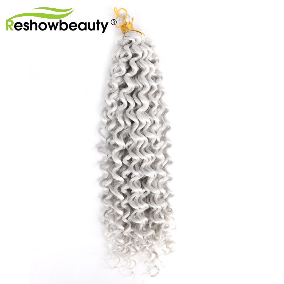 Hair Extension Water Wave Hair Bulk 14 inch 100g/piece Crochet Synthetic Braiding Hair Crochet Braids Hair Reshowbeauty: Sliver grey