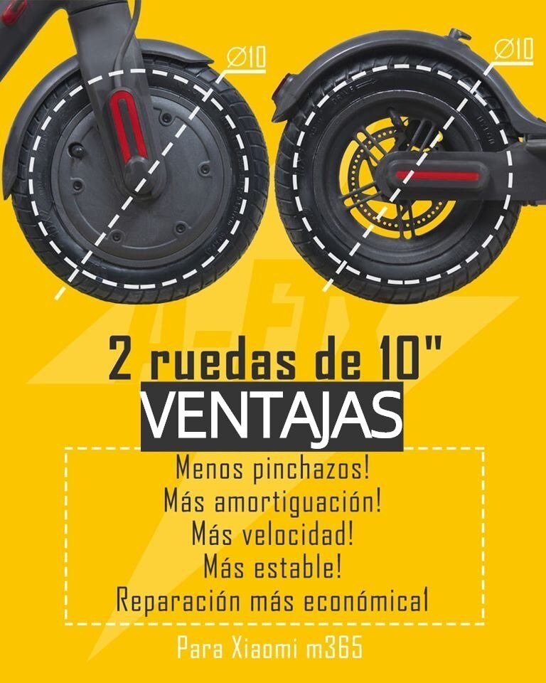 Neumaticos Ruedas reforzadas 10" para Xiaomi M365, M365 PRO, Cecotec, Iwat R9, S9 Patinete scooter electrico