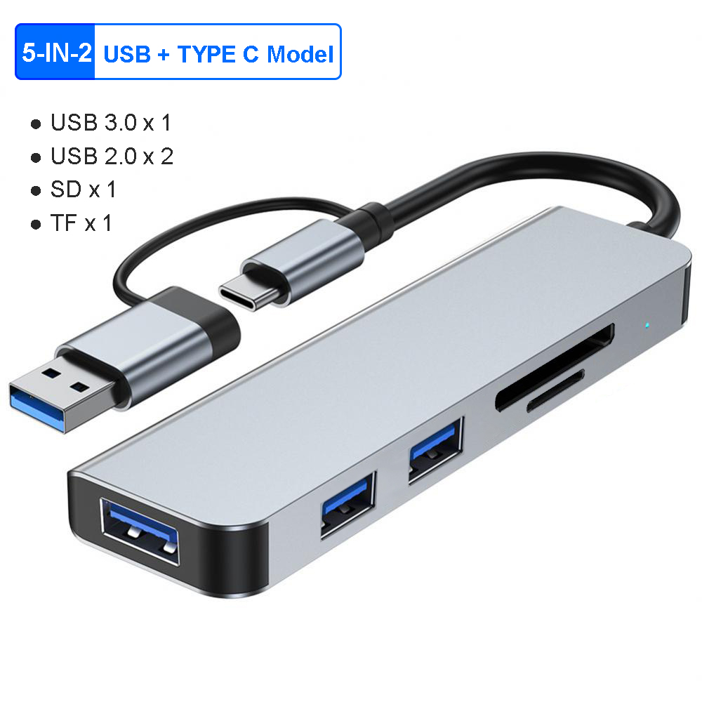 8-IN-2 USB HUB 3.0 USB C HUB Dock Station 5Gbps High Speed Transmission USB Splitter Type C to USB OTG Adapter For Macbook Pro: Blue