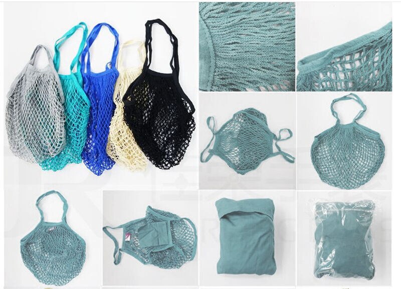 Stor kapacitet mesh net skildpadde snor indkøbstaske holdbar foldbar genbrugs frugt opbevaring håndtaske tote