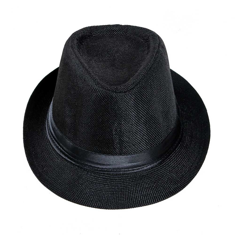 Men Straw Hat Linen Sun Protective Foldable Breathable Casual Cap for Summer JAN88: Black