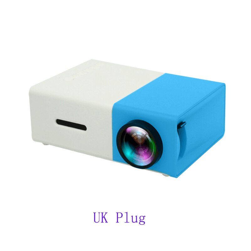 Salange YG300 Mini Projector LED Projector 500LM Audio HDMI USB Mini YG-300 Proyector Home Theater Media Player Beamer: Blue UK Plug
