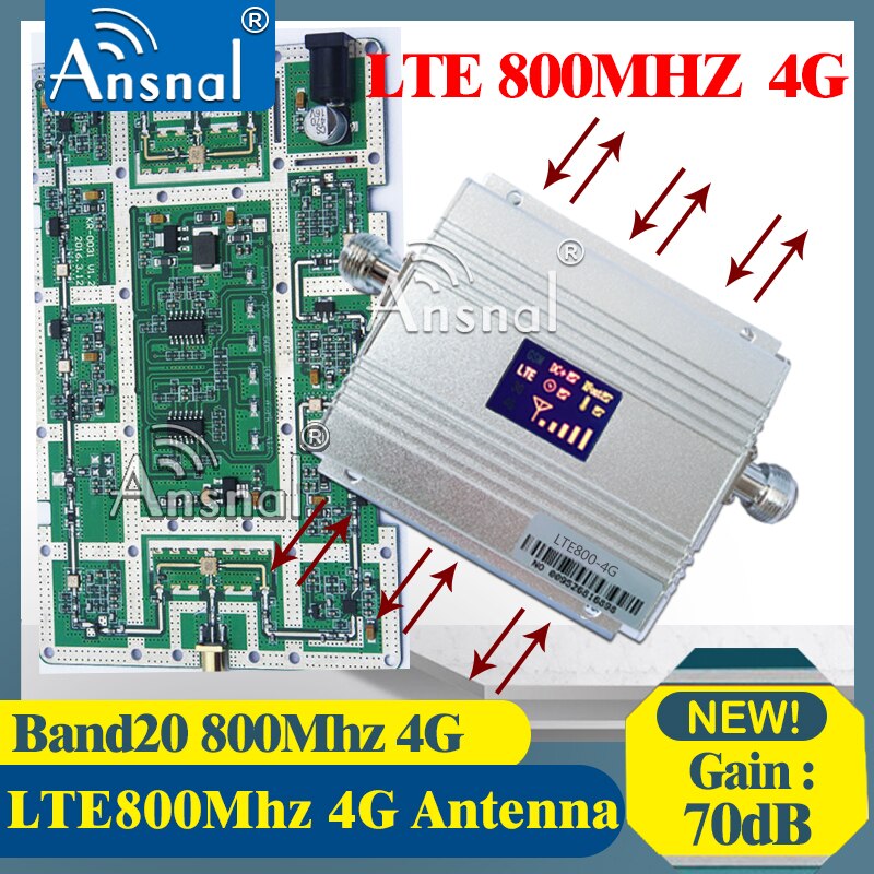 1Pcs Band20 Lte 800Mhz 4G Netwerk Mobiele Signaalversterker 800Mhz 4G Mobiel Cellulaire Versterker 4G Signaal Repeater Gsm 4G Antenne