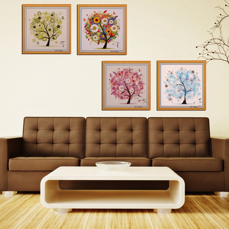 FAI DA TE Albero di Quattro Stagioni Punto Croce kit Contato Ricamo Primavera proprietà Autunno Inverno Decorativo per La Casa