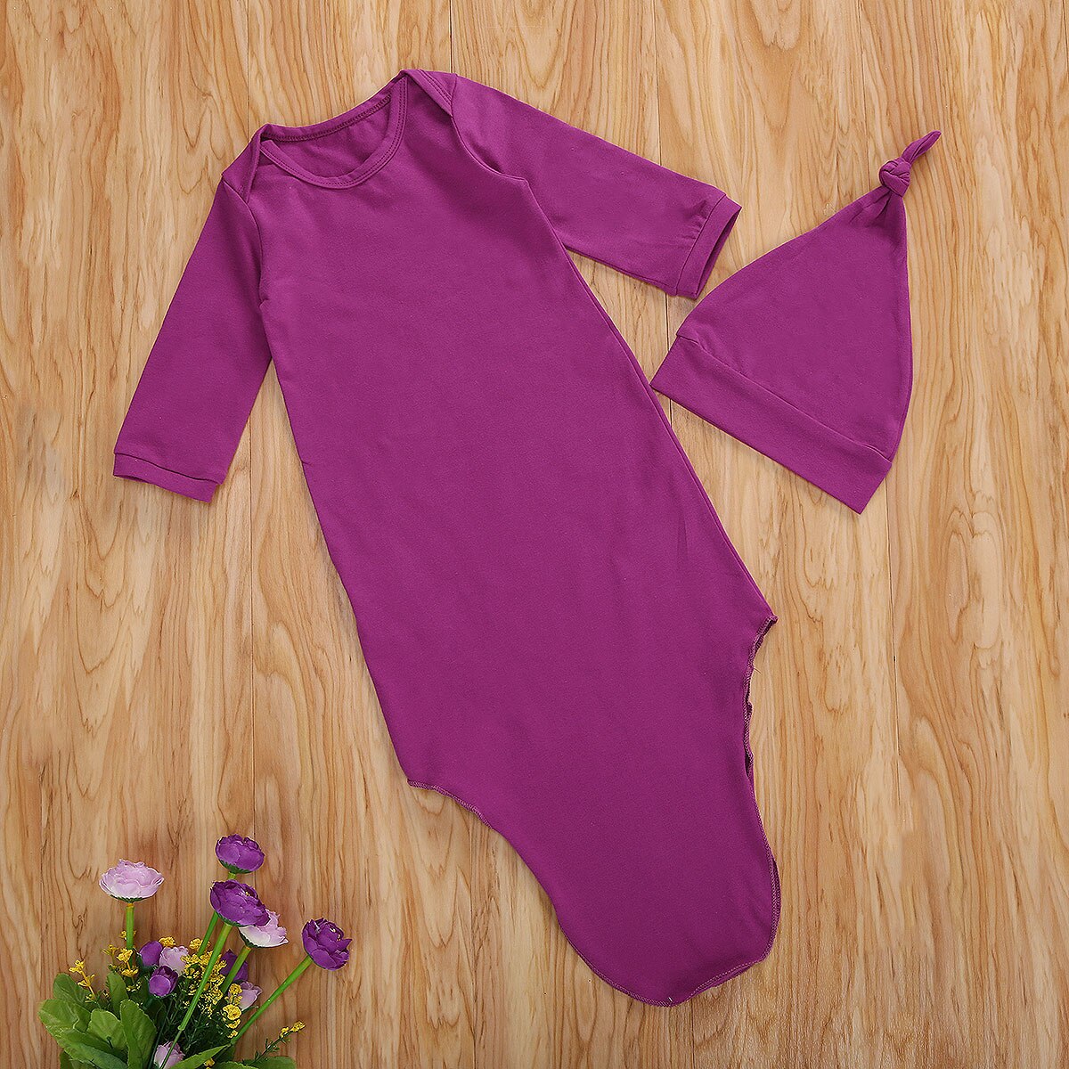 2Pcs/Set Infant Baby Girls Sleepbags Outfits Summer Long Sleeve Solid One Piece Blankets