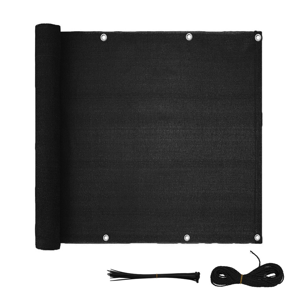 1 pz vento parasole rete riparo privacy schermo brezza fibbia per cucire tenda da suola esterna balcone recinzione da giardino copertura con cravatte: nero 0.9x5M