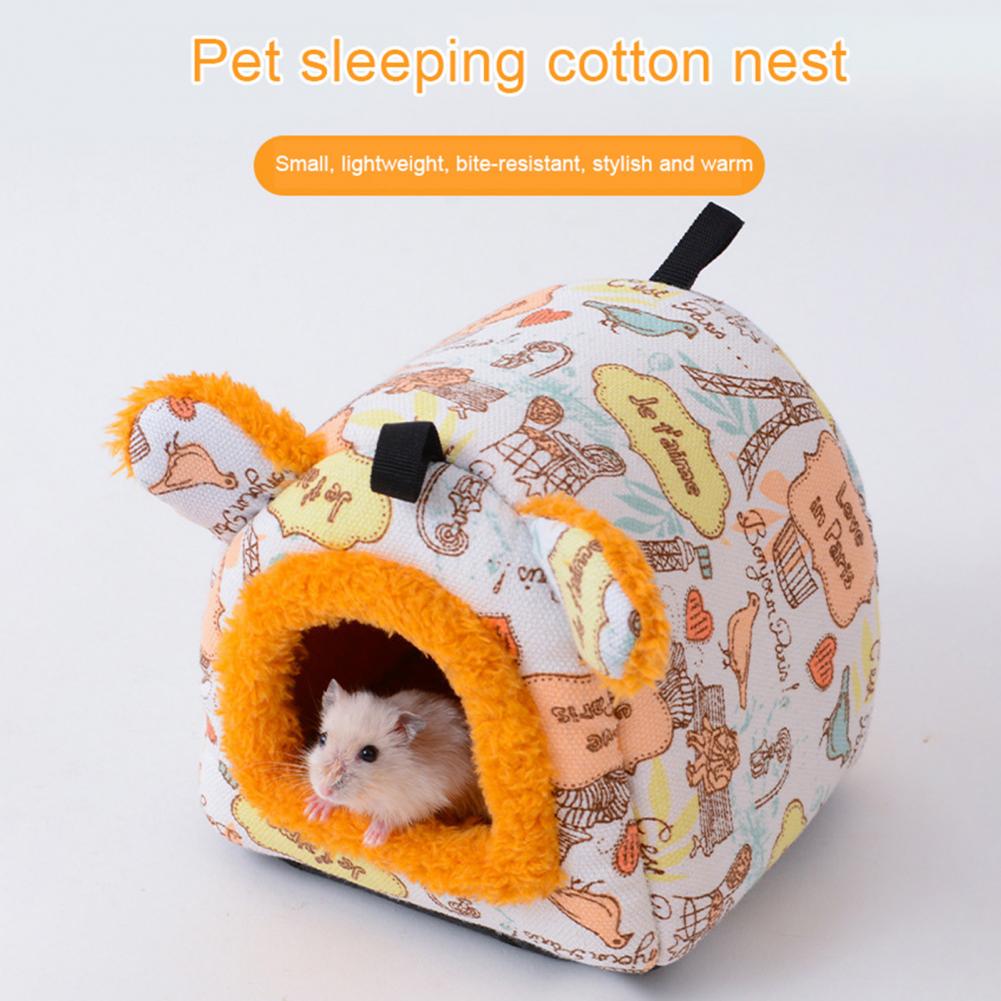 Small Animal Bed Thicken Plush Hamster Bed Non-sticky Hair Cute Hamster Guinea Pigs Bed House