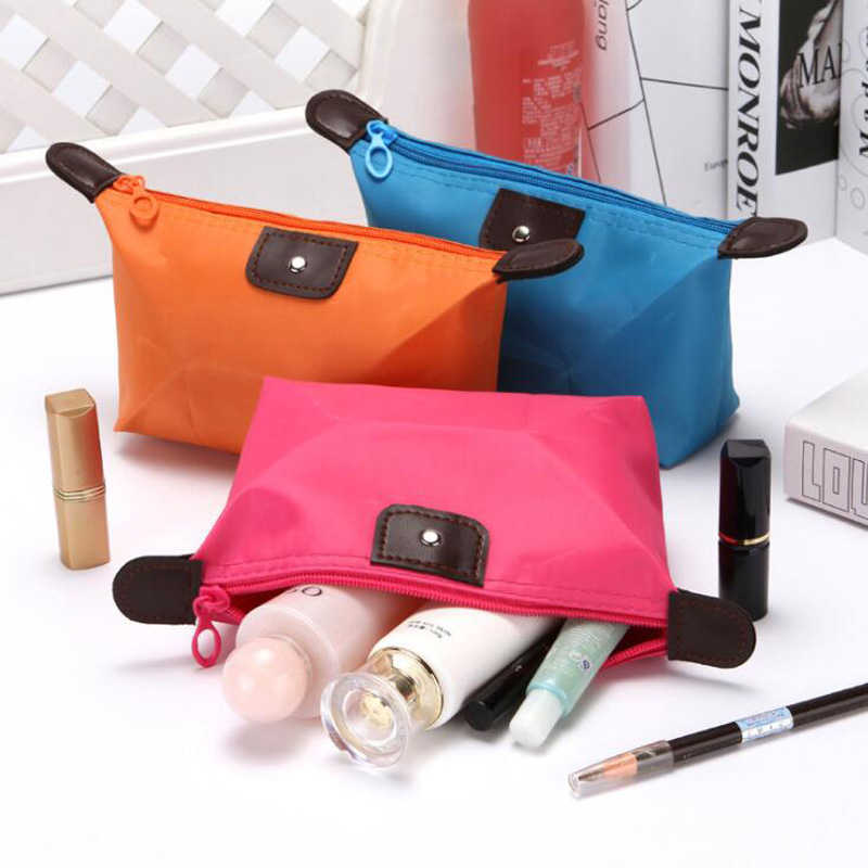 Neue nette knödel kosmetik tasche candy farbe klapp knödel paket wasserdichte lagerung waschen kosmetik tasche