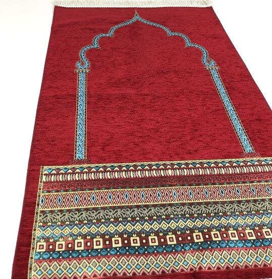 Sade Plus Chenille Gebedskleed (Claret Red Moslim Islamitische سجاد صلاة مسلم هدية إسلامية Sijad Salat Moslim Hadiat 'Iislamia