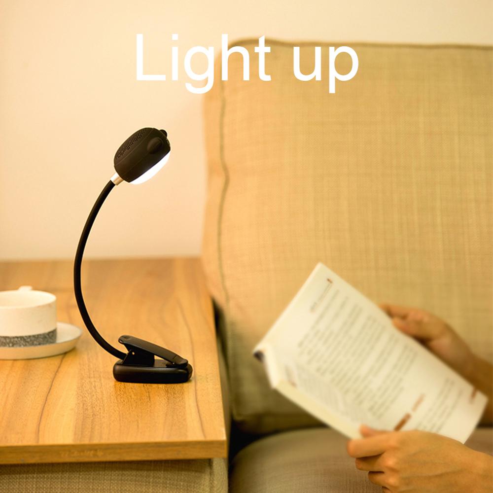 Rechargeable Clip-on Study Light Gooseneck 12 LEDs Dimmable with Bluetooth Speaker Functionspeaker clip light
