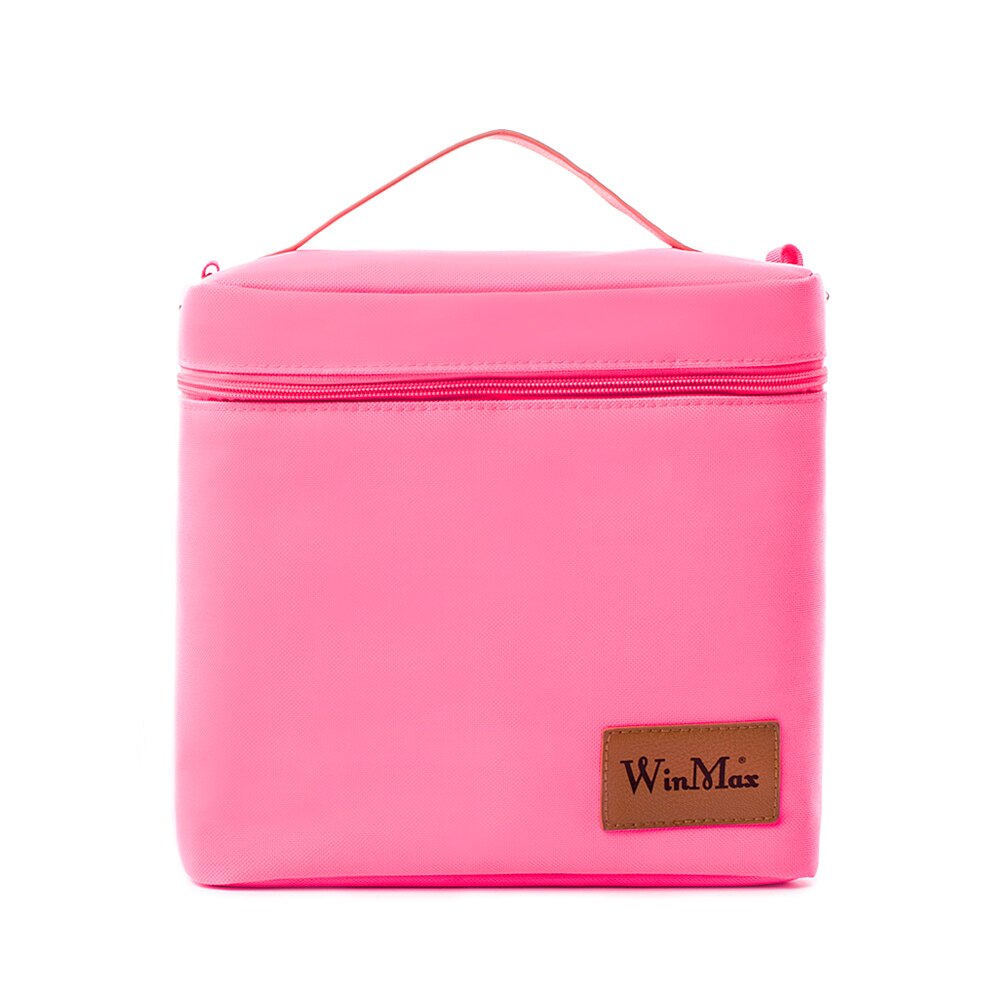 Winmax-sacs de déjeuner, noir thermiquement isolés, sortie d'usine, ensembles de boîtes de déjeuner quotidiens, aliments portables, garder un grand conteneur, sacs isothermes pour pique-nique: BX002-2RoseRed