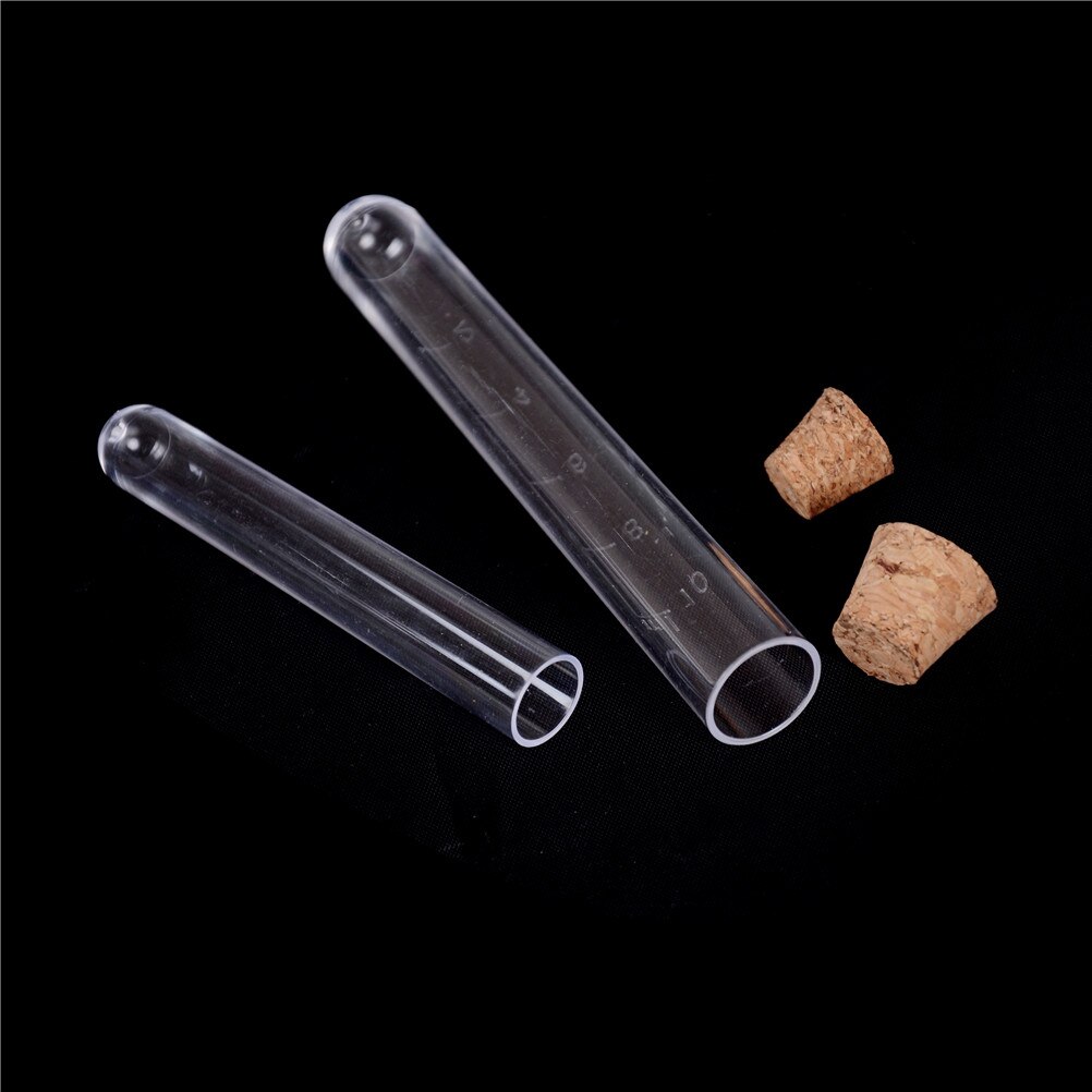 10 pièces 16*100mm mariage faveur Tube en plastique Tube à essai avec liège clair comme le verre