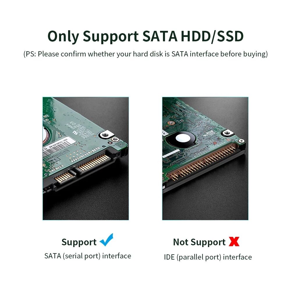 Aluminum 2.5 Inch External Hard Drive Disk Enclosure USB 2.0 to SATA HDD Case SSD Box For Laptop Drive Support 500G 1TB 2TB