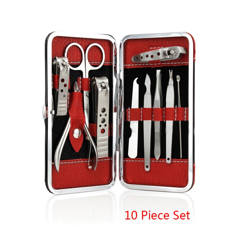 10 in 1 Manicure Set Professionele Nagelknipper Kit Utility Pedicure Schaar Tweezer Knife Oor Halen Nagels Art Gereedschap Sets