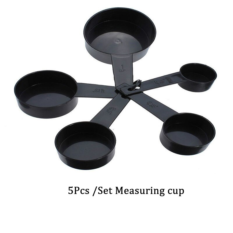 Cuillères de mesure pour la cuisine, cuillère à thé, à café, à sucre, tasses de mesure pour la farine, outils de cuisine 1 ensemble, ZXH: 5pcs black Cup