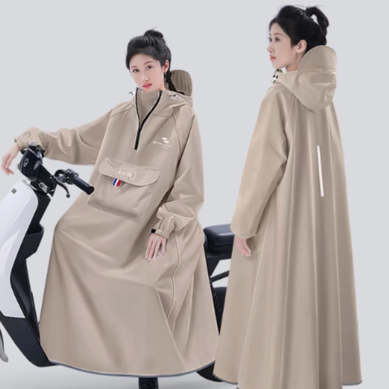 Female Cycling Raincoat Long Body Rainproof Men Adult One-piece Oxford Cloth Student Motorcycle Poncho Electric Car Raincoat: M / green