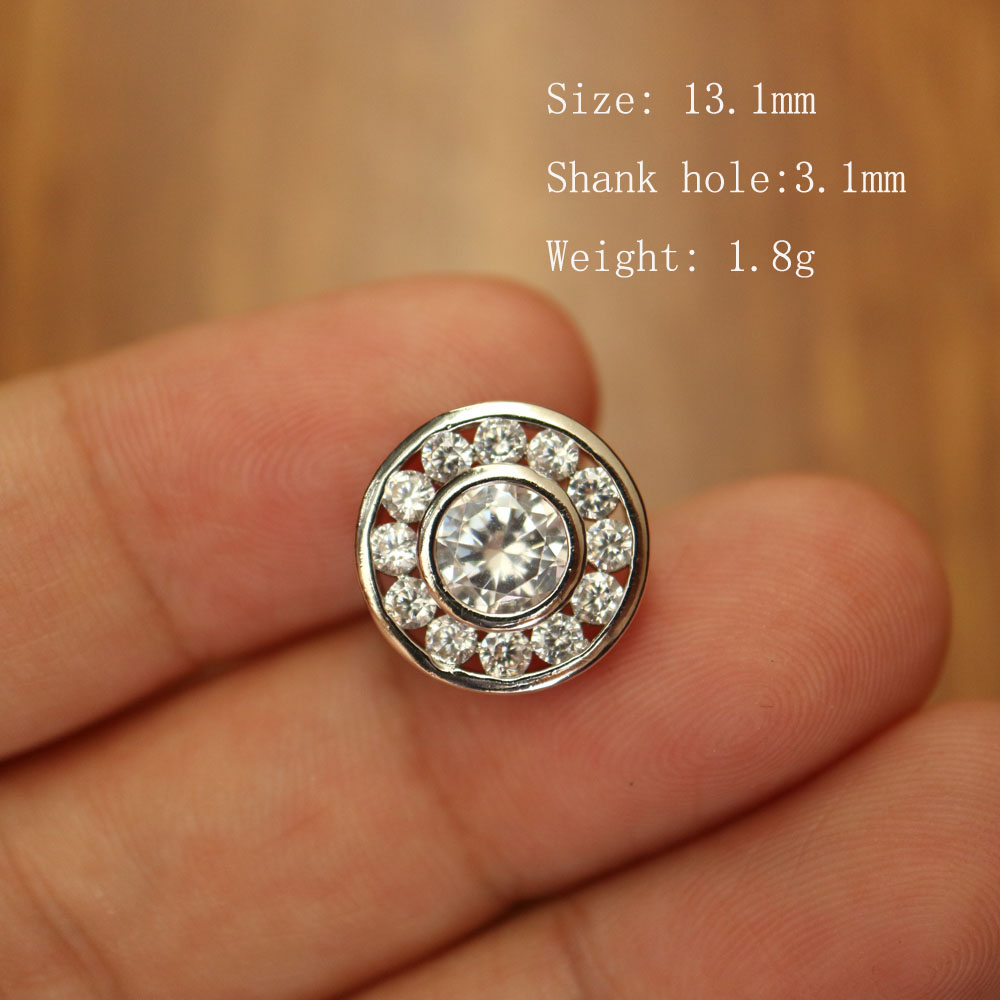 5pc Luxury Crystal buttons for clothing Cubic zirconia button for coat Decorative CZ sewing buttons for suits cardigan: Black Nickel