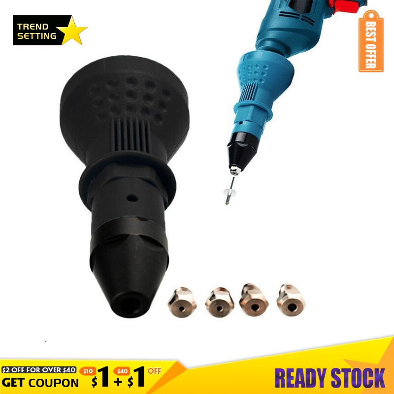 FGHGF Electric Pull Rivet Screw Guns Set Riveting Adapter Tool Cordless Drill Insert Nut For Blind Rivets 2.4-4.8mm DIY Tools
