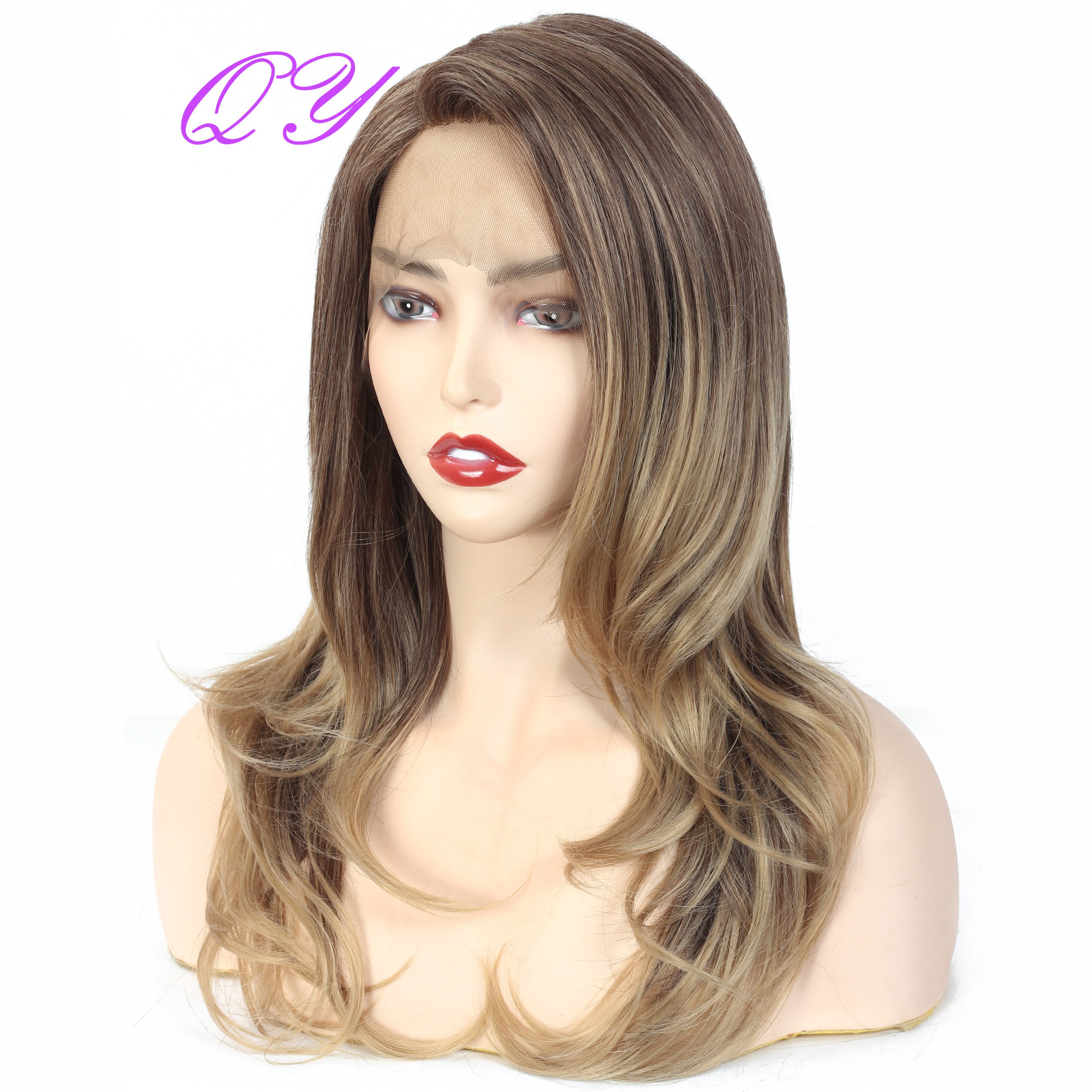 Synthetic Lace Women Wigs Long Natural Brown Ombre Linen for Women's Hair Wigs Hairstyle Daily Wear Woman Wig