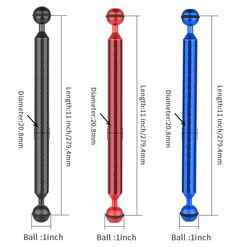 Diving Fotografia In Fibra di Carbonio Doppia Testa A Sfera Galleggiante Salvagente Braccio Della Macchina Fotografica Subacquea Kit Vassoio Ultralight 5/6/7 /8/9/10/11/12 Pollici