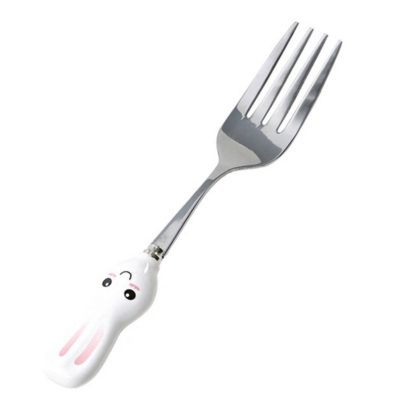 Cute 1 pc Cartoon Shape Children Dinnerware Set Baby Kid Tableware Fork Cutlery Sets Cartoon Fork Set Stainless Steel Spoon