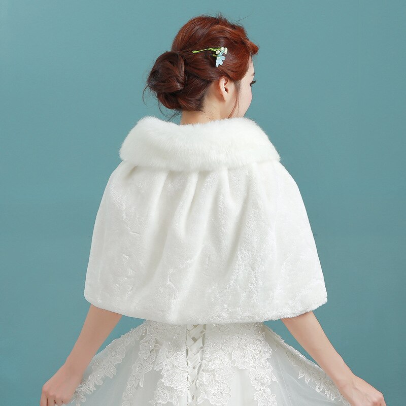 pas cher hiver grande taille fausse fourrure blanc rouge laine boléro ruban mariage Wrap châle mariée veste manteau accessoires