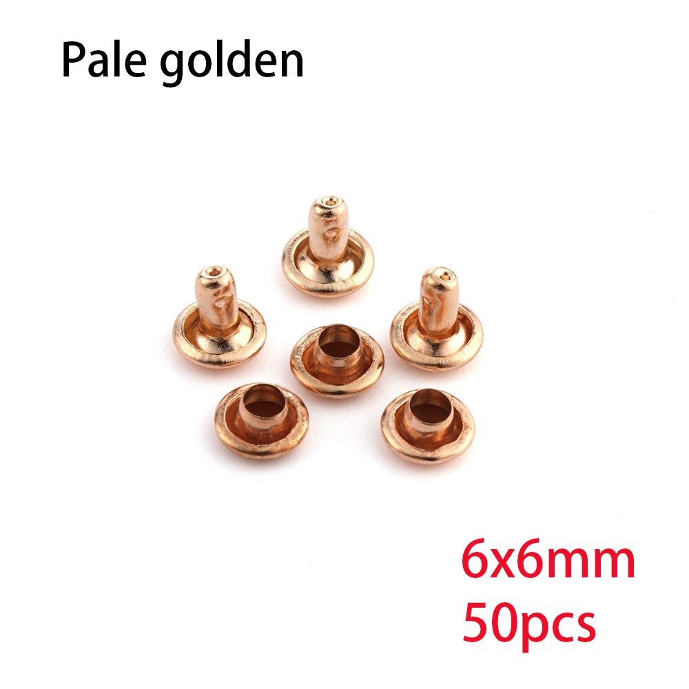 50PCS Spikes Studs Double-Sided Screw Rivets Spike for Shoes Belt Bag Crafts DIY Sewing Garment Bracelet Leathercraft Accessory: gold-6X6mm