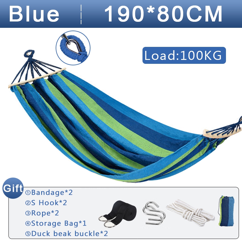 Hamaca a rayas para exteriores, hamaca portátil para jardín, columpio de viaje para acampar, cama colgante de lona, columpio antivuelco para Picnic, ocio, bosque: Rosa