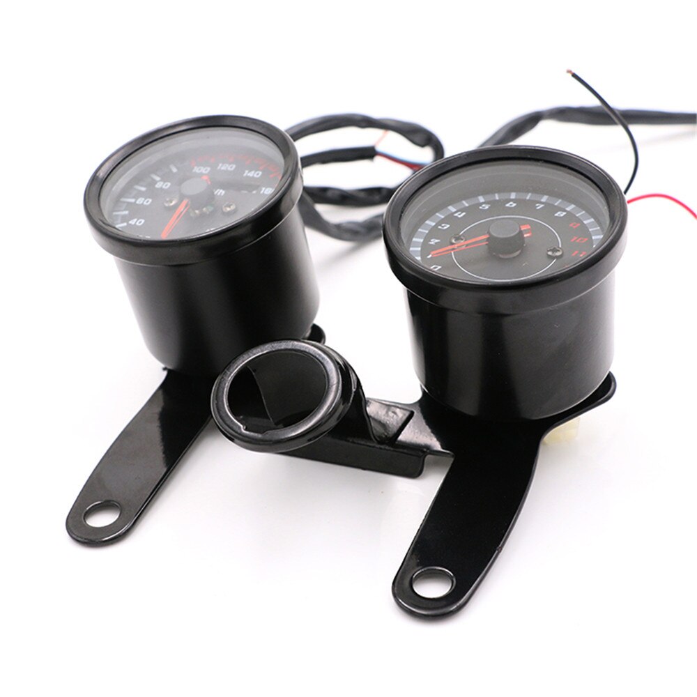 Odometer Universal Motorcycle Mechanical Speedometer DC 12V Dual Instrument Electronics Tachometer Guage for Honda Cg125 GN125