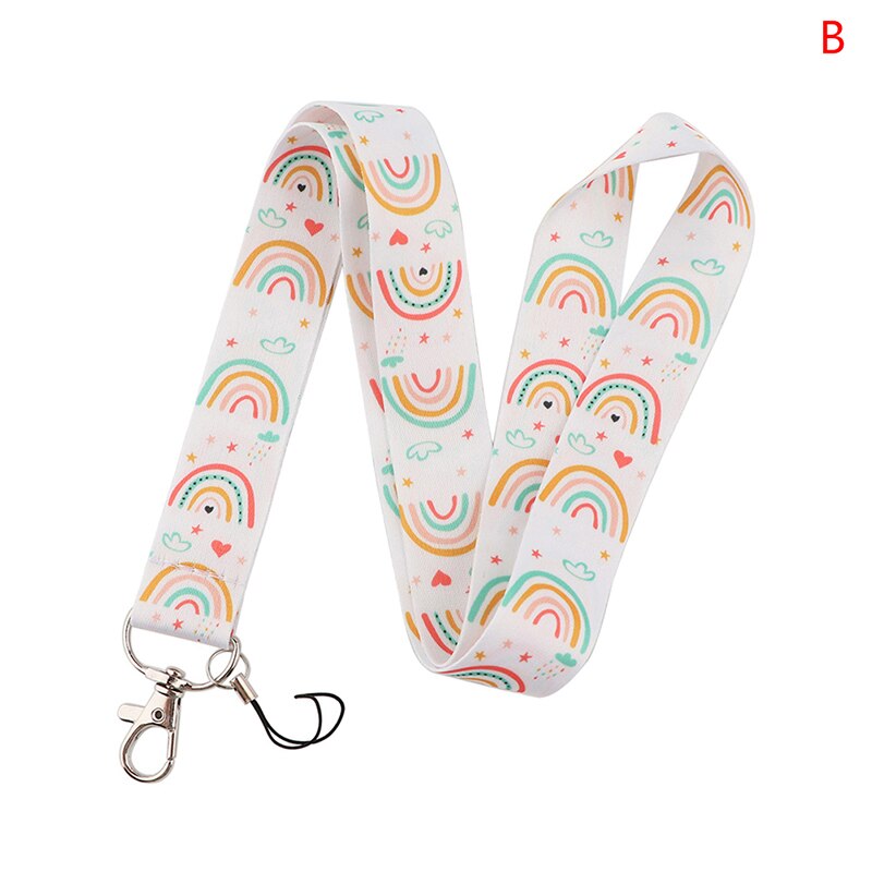 1pc Rainbow Neck Strap Lanyard For Keys ID Card Gym Mobile Phone Straps USB Badge Holder DIY Hang Rope Lariat Lanyard: B