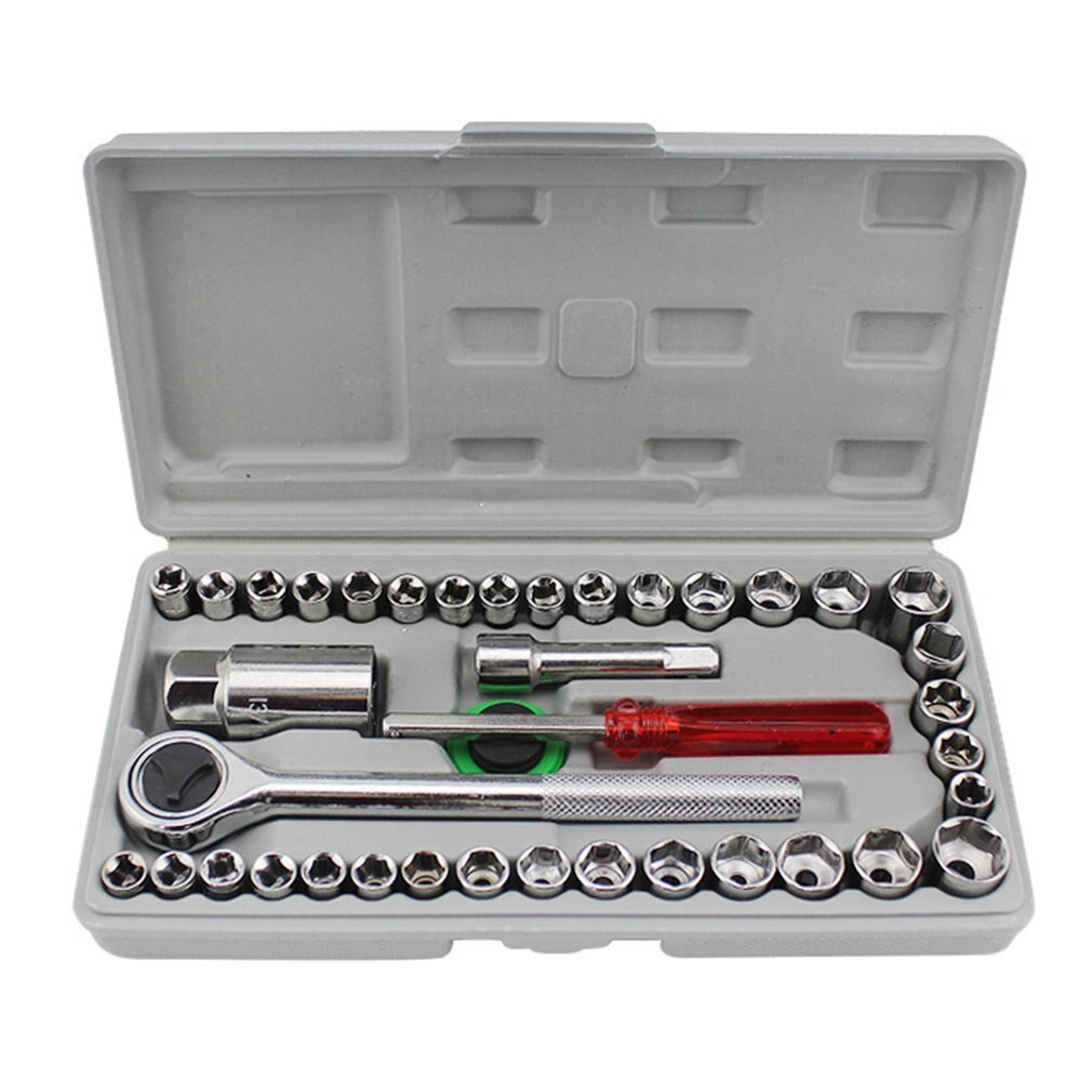 40 Piece Set Socket Wrench Set Universal Barrel Wrench Car Motorcycle Electric Tricycle Repair Tool Box Sleeve Wrench Set