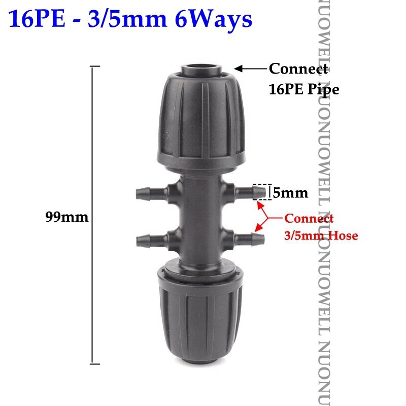 2 stuks 16mm irrigatie pe buisconnectoren borgmoeren tuinwaterconnector landbouwbewateringsbuis slangkoppelingen buisverbindingen