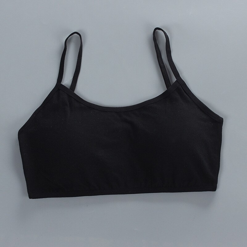 Lingerie Tops for Teenage Girls Camisoles Tanks Straps Bra Wire Free Adjustable Bralette Cotton Soft Suspender Bras Underwear: Black